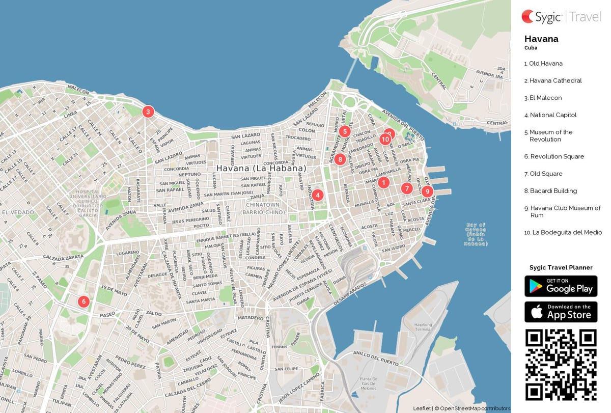 Havanna Kuba karta över staden
