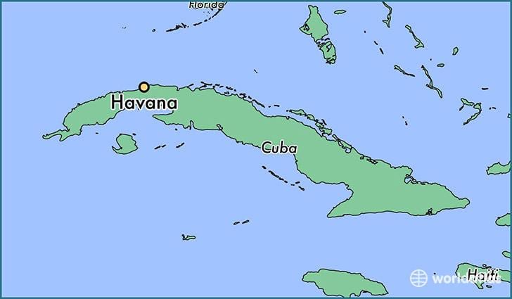 Havanna Kuba på karta