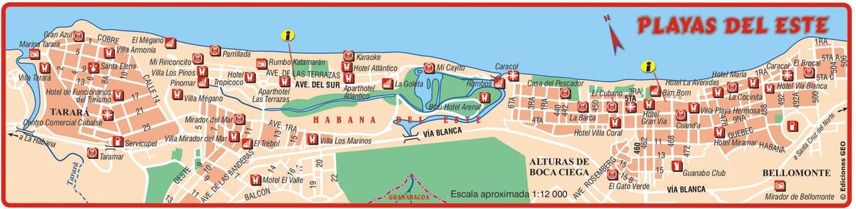 karta över playa del este Kuba