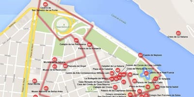 Karta över Havanna rundvandring