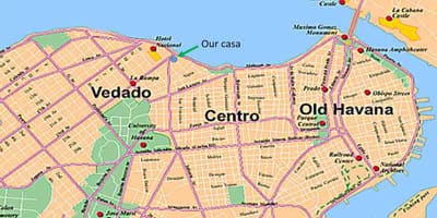 Karta av vedado i Havanna Kuba